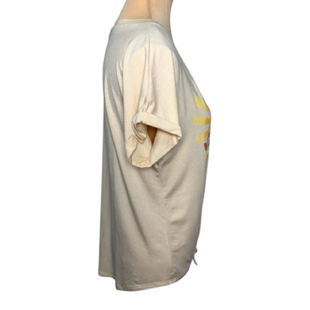 Sunset West NWOT Yosemite Short Cuffed Sleeves Tie Front Cream T-Shirt Size XL - Picture 3 of 7